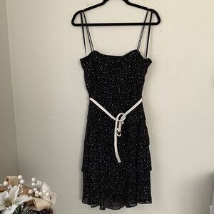 Scarlett Elegant Raffles Spaghetti Straps Polka Dot Zip Dress  Size 16